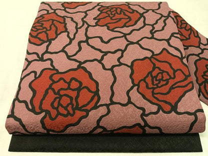 平和屋着物●九寸名古屋帯　牡丹尽くし　黒地　正絹　逸品　CABJ0636vp