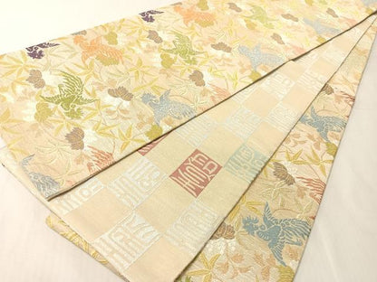平和屋着物●両面　六通柄袋帯　唐織　鳳凰桐文　金糸　正絹　逸品　未使用　CABJ0638vp