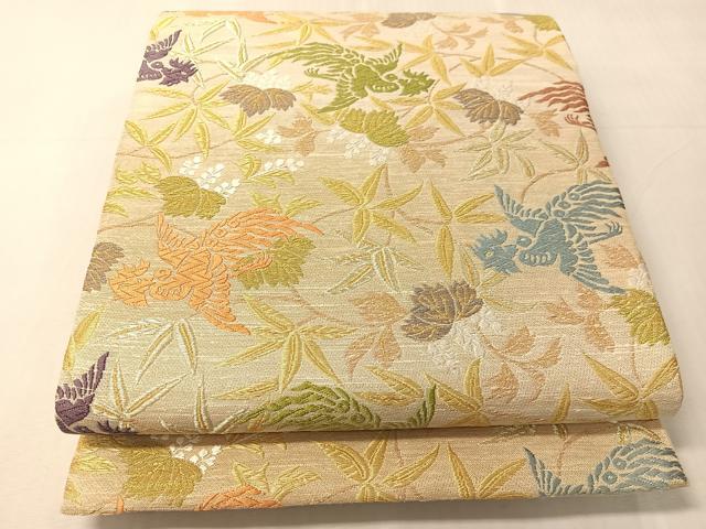 平和屋着物●両面　六通柄袋帯　唐織　鳳凰桐文　金糸　正絹　逸品　未使用　CABJ0638vp
