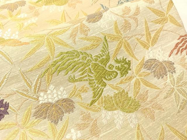 平和屋着物●両面　六通柄袋帯　唐織　鳳凰桐文　金糸　正絹　逸品　未使用　CABJ0638vp