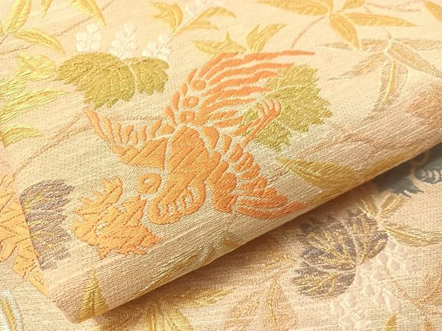 平和屋着物●両面　六通柄袋帯　唐織　鳳凰桐文　金糸　正絹　逸品　未使用　CABJ0638vp