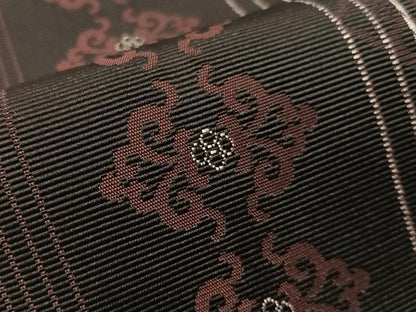 平和屋着物●本場筑前博多織　八寸名古屋帯　正倉院花間道　黒地　正絹　逸品　CABJ0640vp
