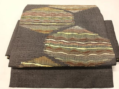 平和屋着物●つけ帯　櫛織　霞亀甲文　金糸　正絹　逸品　CABJ0643vp