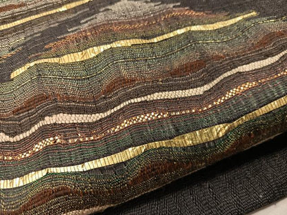 平和屋着物●つけ帯　櫛織　霞亀甲文　金糸　正絹　逸品　CABJ0643vp
