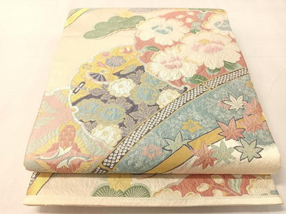 平和屋着物●六通柄袋帯　能衣雪輪文　金銀糸　正絹　逸品　CABJ0650vp