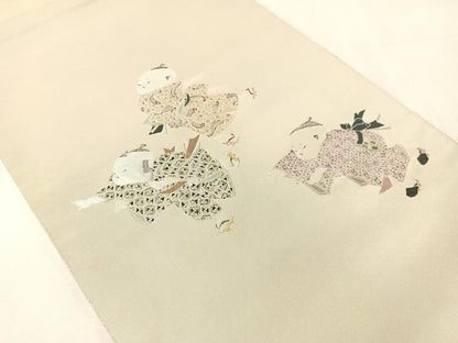 平和屋着物●加賀友禅の巨匠　初代　由水十久　太鼓柄袋帯　挿頭を参らん　正絹　逸品　CABJ0651vp