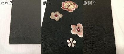 平和屋着物●総刺繍　九寸名古屋帯　駒刺繍　梅花文　黒地　金銀糸　鬼しぼ縮緬　正絹　逸品　CABJ0653vp