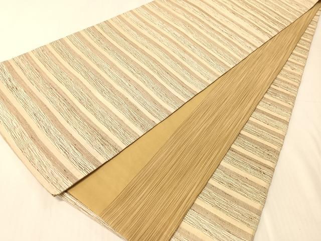 平和屋着物●インド・アッサム　野蚕糸　手織　ムガシルク　両面　全通柄袋帯　横段文　正絹　逸品　CABJ0656vp