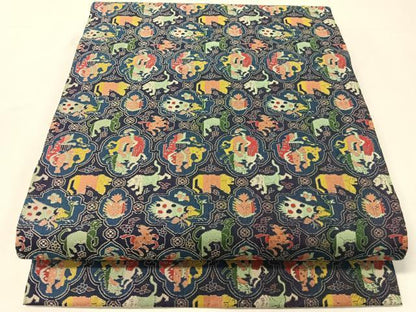 平和屋着物●龍村美術織物　九寸開き名古屋帯　獅噛鳥獣文錦　正絹　逸品　CABJ0659vp