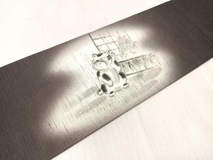 平和屋着物●九寸名古屋帯　洛楽人　手描き　紬地　猫　鈴乃屋扱い　正絹　逸品　CABJ0661vp