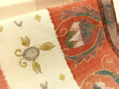 平和屋着物●八寸名古屋帯　紬地　花唐草間道　金糸　正絹　逸品　未使用　CABJ0666vp