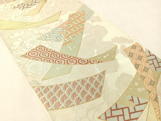 平和屋着物●西陣　川島織物　六通柄　本袋帯　短冊吉祥花文　金銀糸　正絹　逸品　CABJ0669vp