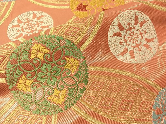 平和屋着物●西陣　川島織物　六通柄　本袋帯　唐織　七宝花文　金糸　正絹　逸品　CABJ0672vp