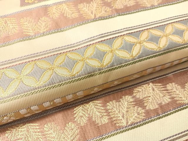 平和屋着物●西陣　川島織物　六通柄袋帯　唐織　横段吉祥花文　金糸　正絹　逸品　CABJ0673vp