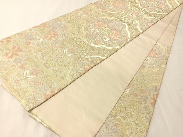 平和屋着物●西陣　川島織物　六通柄　本袋帯　花唐草吉祥文　金糸　正絹　逸品　CABJ0675vp