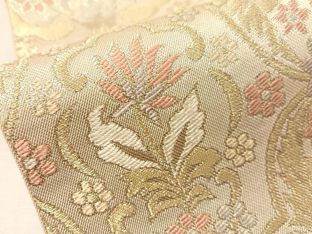 平和屋着物●西陣　川島織物　六通柄　本袋帯　花唐草吉祥文　金糸　正絹　逸品　CABJ0675vp
