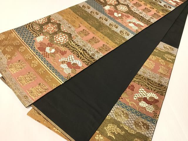 平和屋着物●西陣　川島織物　六通柄　本袋帯　名物裂　金糸　正絹　逸品　CABJ0676vp
