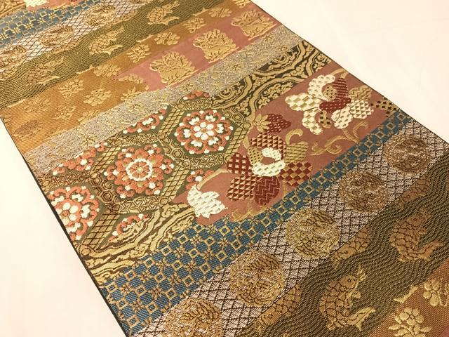 平和屋着物●西陣　川島織物　六通柄　本袋帯　名物裂　金糸　正絹　逸品　CABJ0676vp