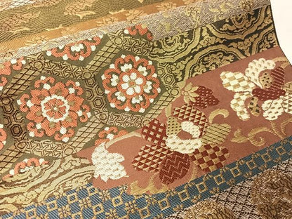 平和屋着物●西陣　川島織物　六通柄　本袋帯　名物裂　金糸　正絹　逸品　CABJ0676vp