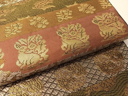 平和屋着物●西陣　川島織物　六通柄　本袋帯　名物裂　金糸　正絹　逸品　CABJ0676vp