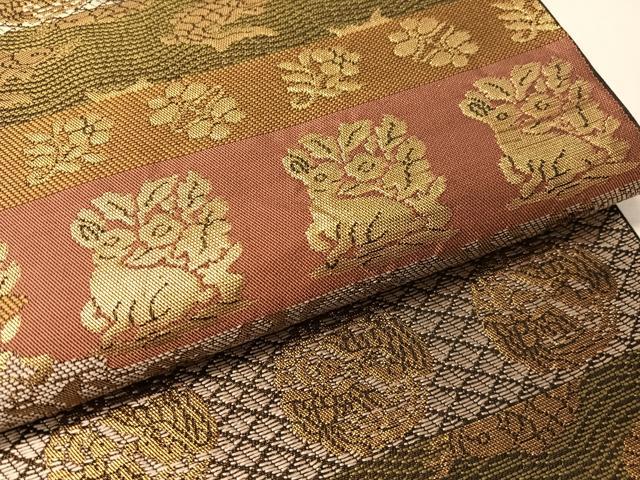 平和屋着物●西陣　川島織物　六通柄　本袋帯　名物裂　金糸　正絹　逸品　CABJ0676vp