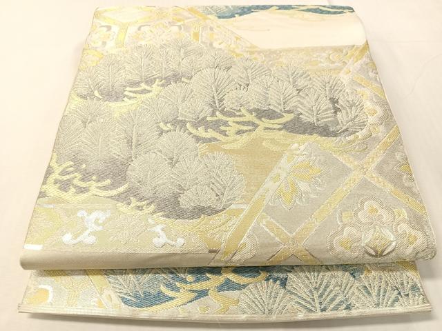 平和屋着物●西陣　川島織物　六通柄　本袋帯　松　金銀糸　正絹　逸品　CABJ0677vp