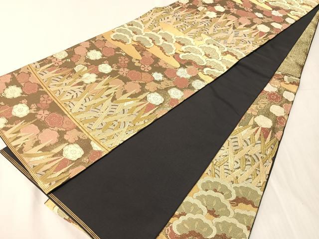 平和屋着物●西陣　川島織物　六通柄　本袋帯　松竹梅　金糸　正絹　逸品　CABJ0678vp