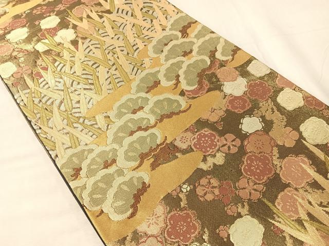 平和屋着物●西陣　川島織物　六通柄　本袋帯　松竹梅　金糸　正絹　逸品　CABJ0678vp