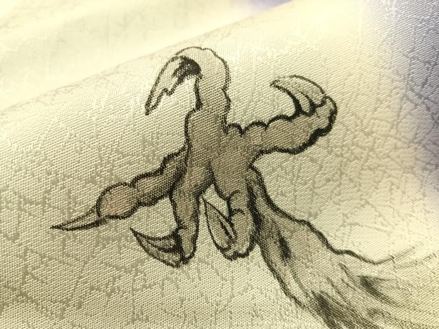 平和屋着物●九寸名古屋帯　手描き　雲龍　銀彩　正絹　逸品　CABJ0681vp