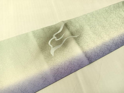 平和屋着物●九寸名古屋帯　手描き　雲龍　銀彩　正絹　逸品　CABJ0681vp