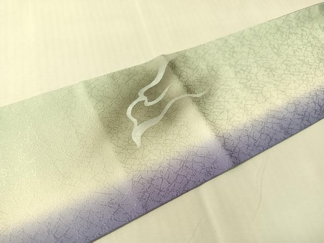 平和屋着物●九寸名古屋帯　手描き　雲龍　銀彩　正絹　逸品　CABJ0681vp