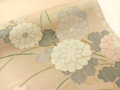 平和屋着物●西陣　太鼓柄袋帯　流水菊文　金糸　証紙付き　正絹　逸品　未使用　CABJ0684vp