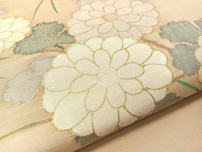 平和屋着物●西陣　太鼓柄袋帯　流水菊文　金糸　証紙付き　正絹　逸品　未使用　CABJ0684vp