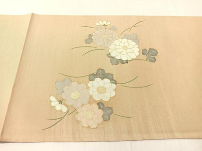 平和屋着物●西陣　太鼓柄袋帯　流水菊文　金糸　証紙付き　正絹　逸品　未使用　CABJ0684vp