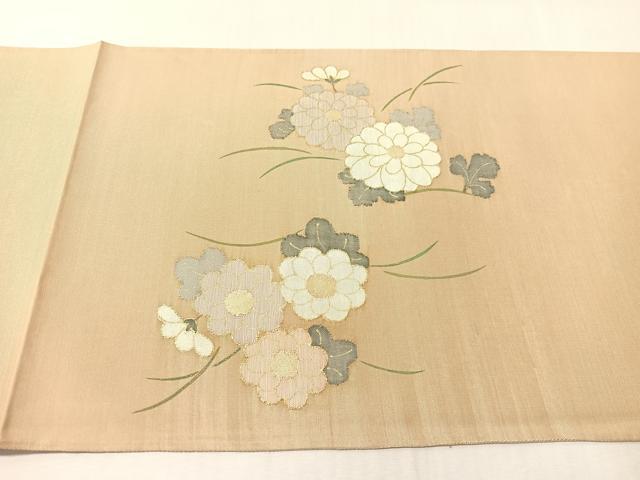 平和屋着物●西陣　太鼓柄袋帯　流水菊文　金糸　証紙付き　正絹　逸品　未使用　CABJ0684vp