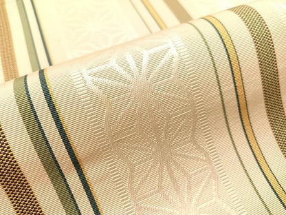 平和屋着物●本場筑前博多織　八寸名古屋帯　麻の葉間道　正絹　逸品　CABJ0685vp