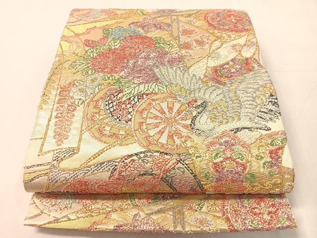 平和屋着物●中国三大刺繍　総相良刺繍　袋帯　花車吉祥花鳥文　金糸　正絹　逸品　CABJ0686vp