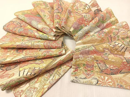 平和屋着物●中国三大刺繍　総相良刺繍　袋帯　花車吉祥花鳥文　金糸　正絹　逸品　CABJ0686vp
