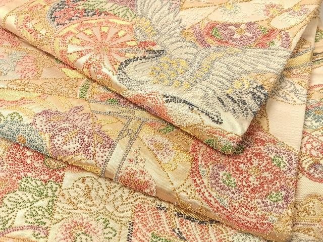 平和屋着物●中国三大刺繍　総相良刺繍　袋帯　花車吉祥花鳥文　金糸　正絹　逸品　CABJ0686vp