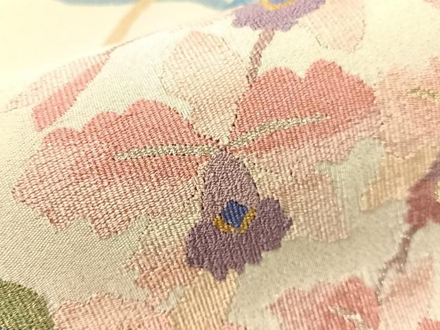 平和屋着物●手織綴れ　山鹿清華　太鼓柄袋帯　瑞鳥奉蘭図　金銀糸　正絹　逸品　CABJ0687vp