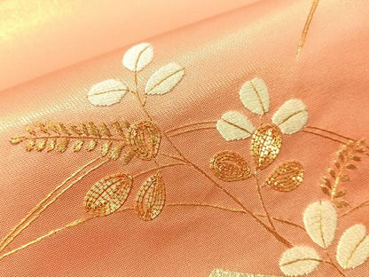 平和屋着物●太鼓柄袋帯　駒刺繍　草花文　金彩　正絹　逸品　CABJ0688vp