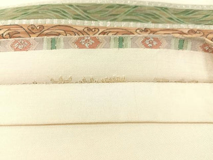 平和屋着物●手織綴れ　山鹿清華　六通柄袋帯　魚　銀糸　正絹　逸品　CABJ0689vp