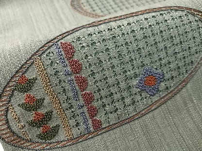 平和屋着物●中国三大刺繍　スワトウ相良刺繍　総刺繍　九寸名古屋帯　紬地　吉祥花丸文　正絹　逸品　CABJ0691vp