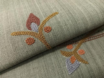 平和屋着物●中国三大刺繍　スワトウ相良刺繍　総刺繍　九寸名古屋帯　紬地　吉祥花丸文　正絹　逸品　CABJ0691vp