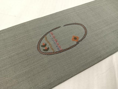 平和屋着物●中国三大刺繍　スワトウ相良刺繍　総刺繍　九寸名古屋帯　紬地　吉祥花丸文　正絹　逸品　CABJ0691vp