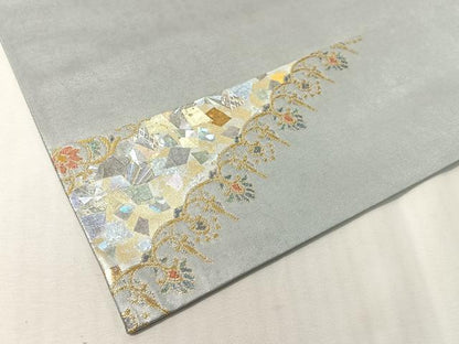 平和屋着物●金彩友禅作家　金彩の魔術師　堀省平　金煌織　太鼓柄袋帯　花唐草吉祥文　引箔　正絹　逸品　未使用　CABJ0692vp