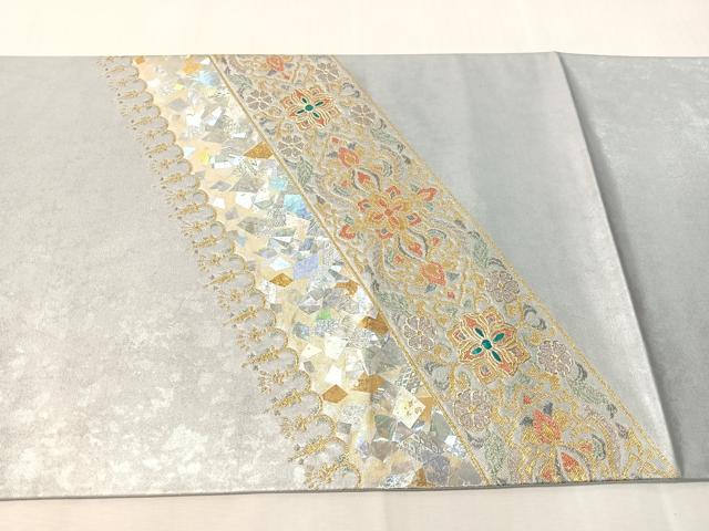 平和屋着物●金彩友禅作家　金彩の魔術師　堀省平　金煌織　太鼓柄袋帯　花唐草吉祥文　引箔　正絹　逸品　未使用　CABJ0692vp