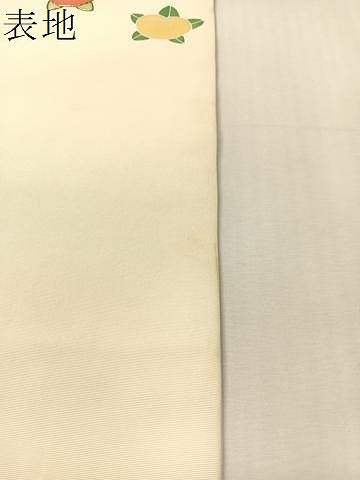 平和屋着物●塩瀬　九寸名古屋帯　駒刺繍　橘　正絹　逸品　CABJ0694vp