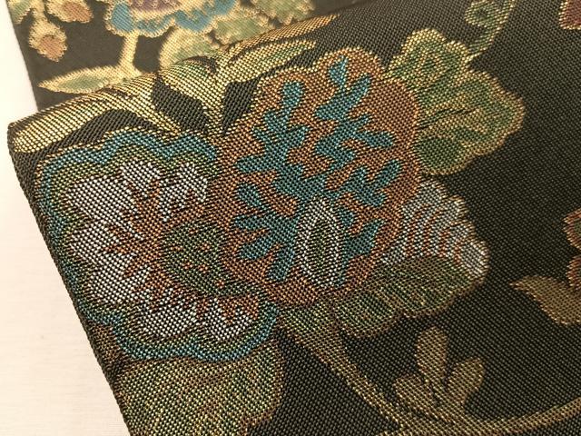 平和屋着物●織物一筋名門　織悦　全通柄　本袋帯　葡萄更紗文　金糸　正絹　逸品　CABJ0696vp