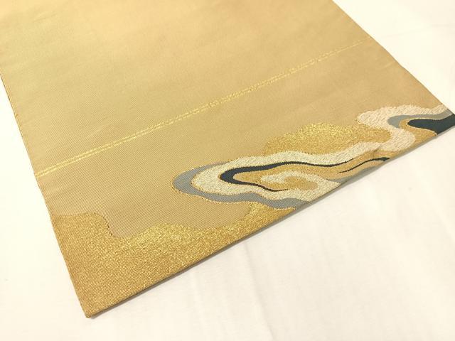 平和屋着物●爪掻き本綴れ　太鼓柄袋帯　霞文様　金糸　正絹　逸品　CABJ0697vp
